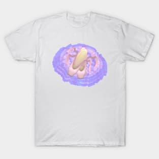 Ballet Toe Shoes and Tutu (White Background) T-Shirt